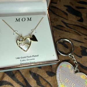 Gold Heart Necklace with Cubic Zirconia